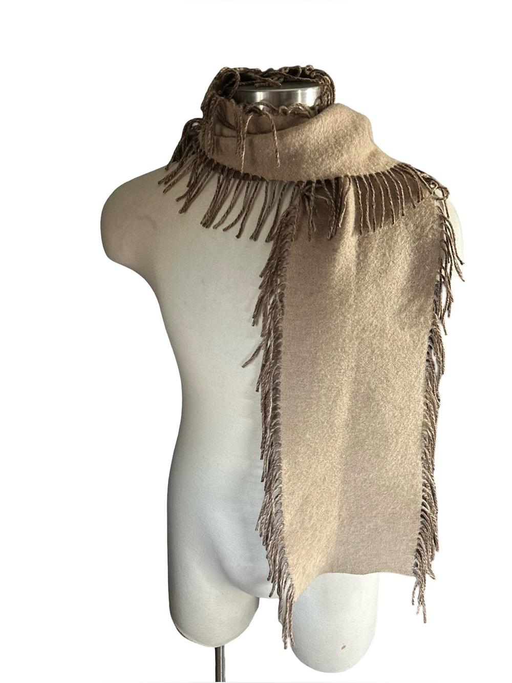 Kinross 100% Cashmere Reversible Scarf Brown Camel Tan Two Tone Winter Muffler